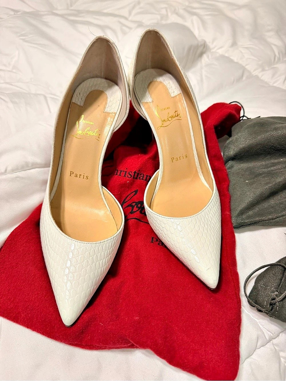 Christian Louboutin Iriza 100 Python-Embossed Pumps White